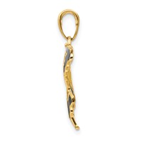 14K Yellow Gold Enameled Butterfly Pendant view 2