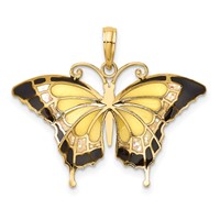 14K Yellow Gold Enameled Butterfly Pendant view 3