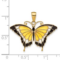 14K Yellow Gold Enameled Butterfly Pendant view 4