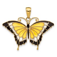 14K Yellow Gold Enameled Butterfly Pendant view 1