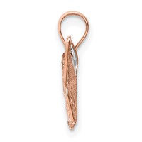 14K Rose Gold Pendant with White Rhodium Diamond-cut Butterfly view 2