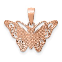 14K Rose Gold Pendant with White Rhodium Diamond-cut Butterfly view 4