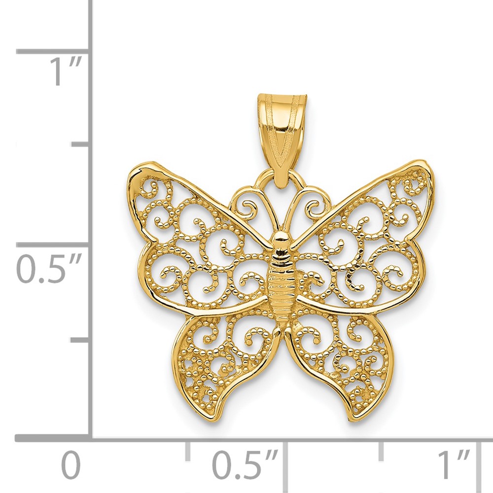 14k Filigree Butterfly Pendant (K6477)