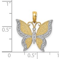 14K and White Rhodium Butterfly Pendant view 3
