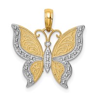14K and White Rhodium Butterfly Pendant view 1