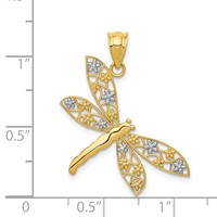 14K and White Rhodium Filigree Dragonfly Pendant view 3