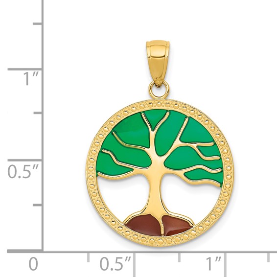 14K Enameled Tree of Life Pendant