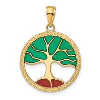 14K Enameled Tree of Life Pendant view 1