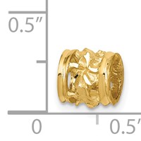 14K Yellow Gold Diamond-cut Mini Plumeria Barrel Slide view 3