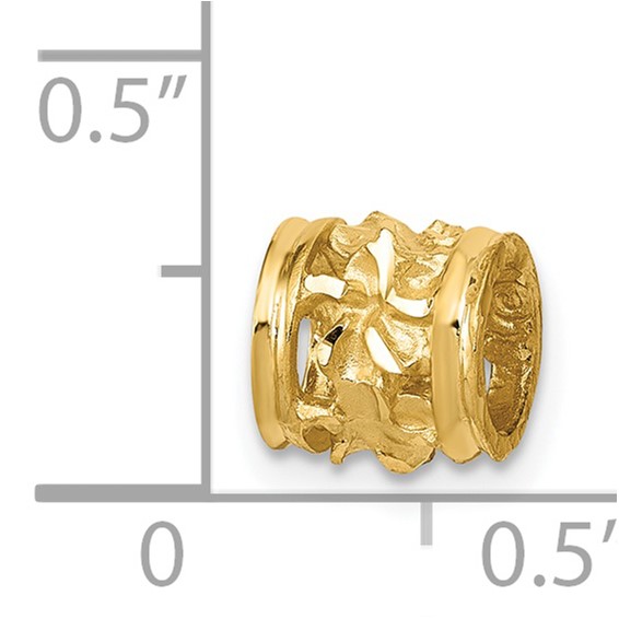 14k Diamond-cut Mini Plumeria Barrel Slide