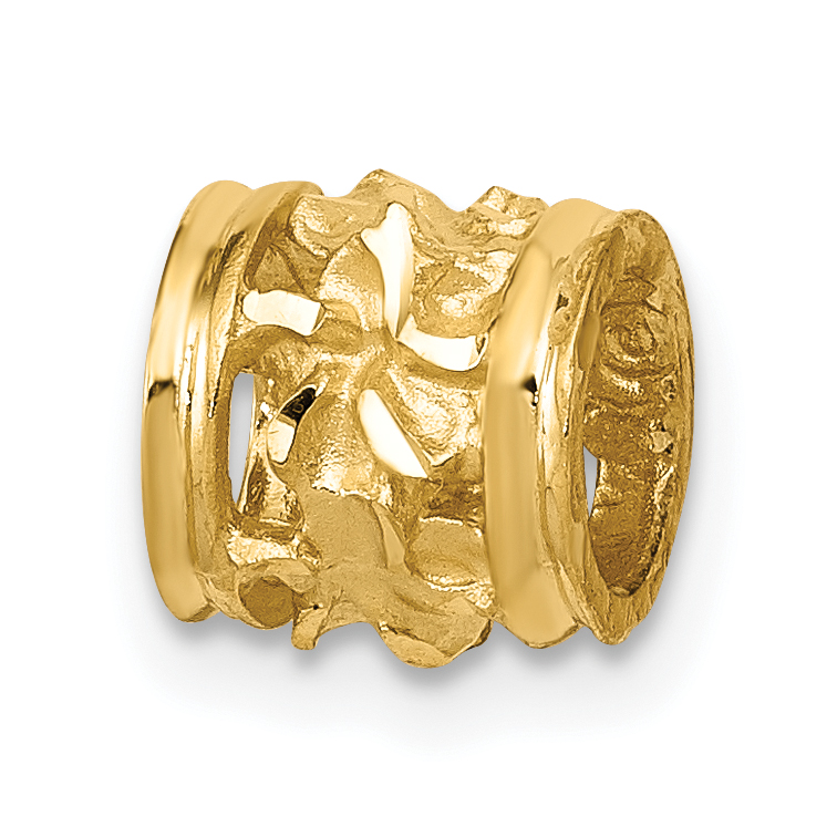 14k Diamond-cut Mini Plumeria Barrel Chain Slide (K4275)