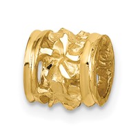 14K Yellow Gold Diamond-cut Mini Plumeria Barrel Slide view 1