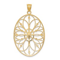 14K and White Rhodium Floral Filigree Medallion Pendant view 4