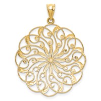 14K and White Rhodium Diamond-cut Fancy Swirl Pendant view 4