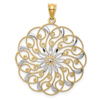 14K and White Rhodium Diamond-cut Fancy Swirl Pendant view 1
