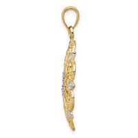 14K and White Rhodium Starburst Pendant view 2