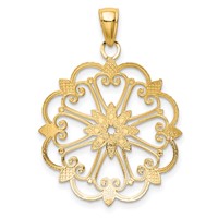 14K and White Rhodium Starburst Pendant view 4