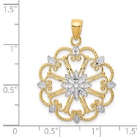 14K and White Rhodium Starburst Pendant view 3