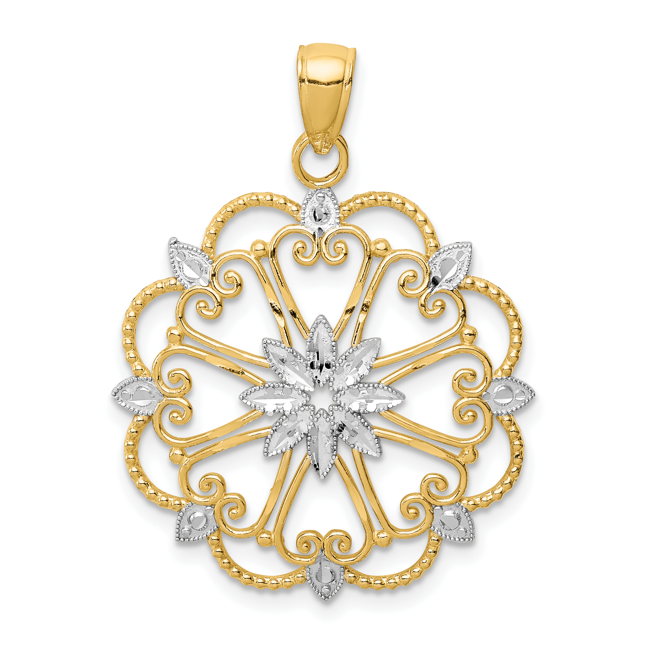 14K and Rhodium Starburst Pendant (K4294)