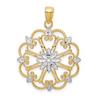 14K and White Rhodium Starburst Pendant view 1