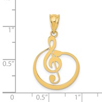 14K G Treble Clef Musical Note Pendant view 3