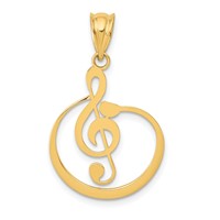 14K G Treble Clef Musical Note Pendant view 1
