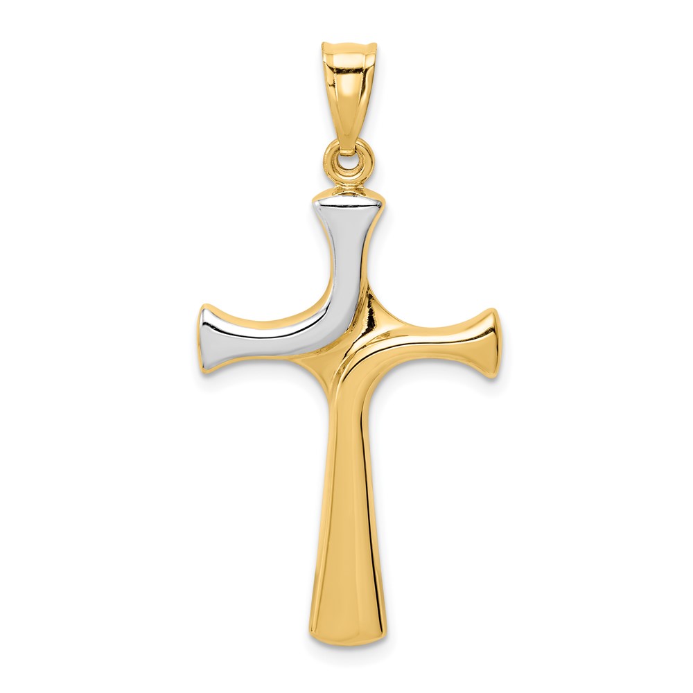 14K and White Rhodium Fancy Cross Pendant
