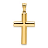 14K Yellow Gold Reversible Textured One Side Polished Back Cross Pendant view 3