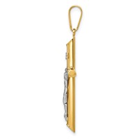 14K Two-tone Hollow Crucifix Pendant view 2