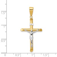 14K Two-tone Hollow Crucifix Pendant view 3