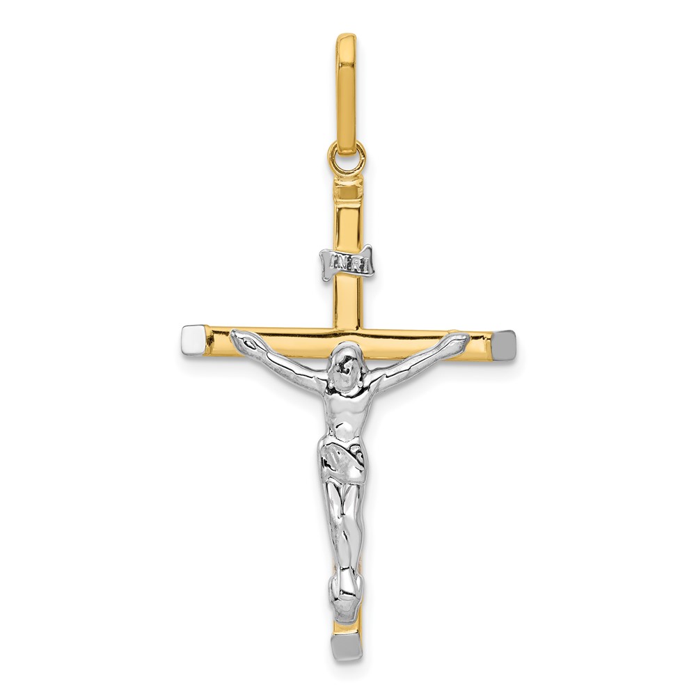 14K Two-tone Crucifix Pendant