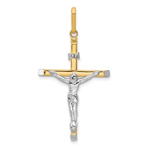 14K Two-tone Crucifix Pendant