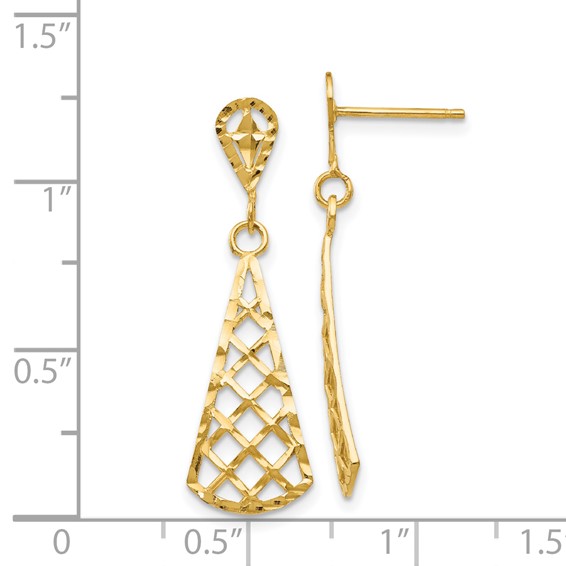 Gold Diamond-cut Dangle Post Earring