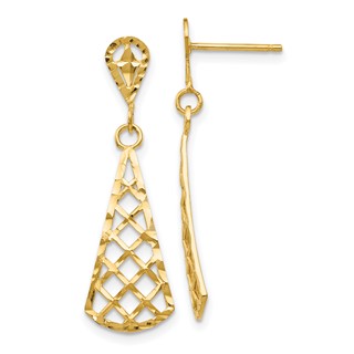 Gold Diamond-cut Dangle Post Earring