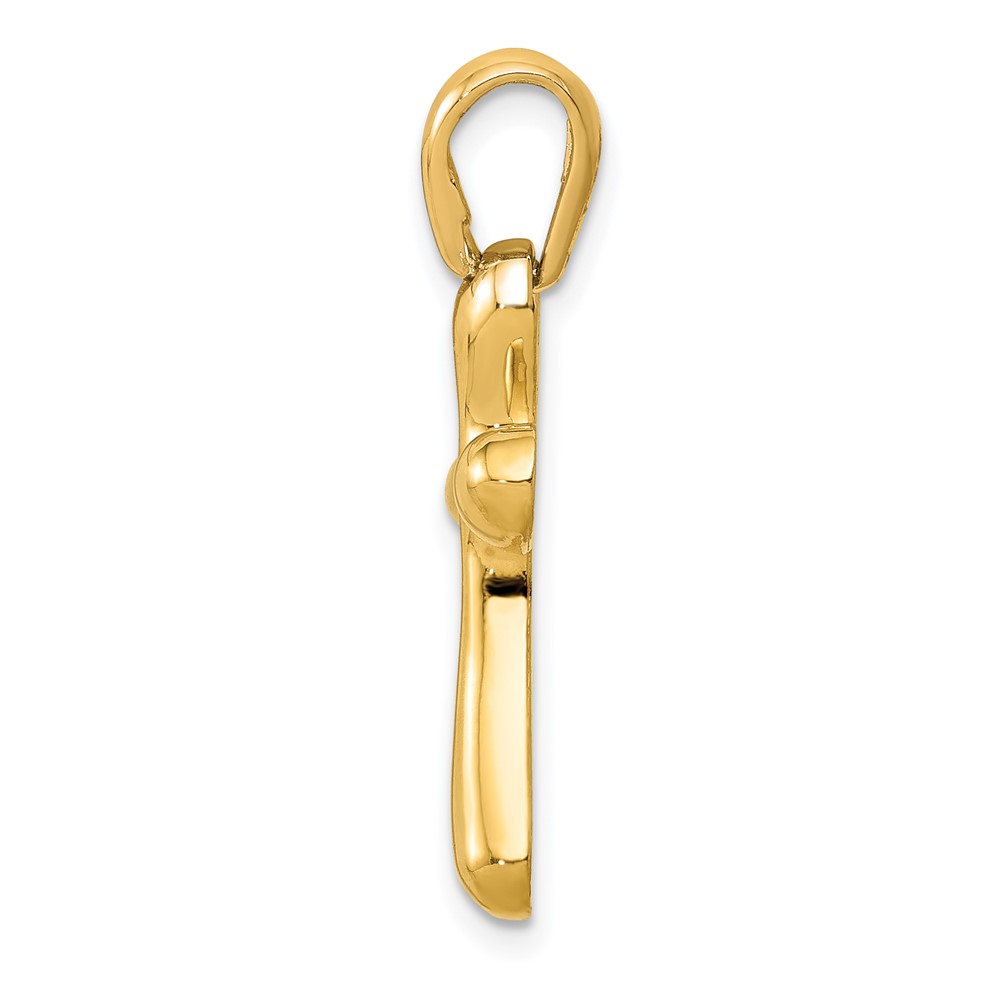 14k Polished Freeform Cross Pendant (K441)