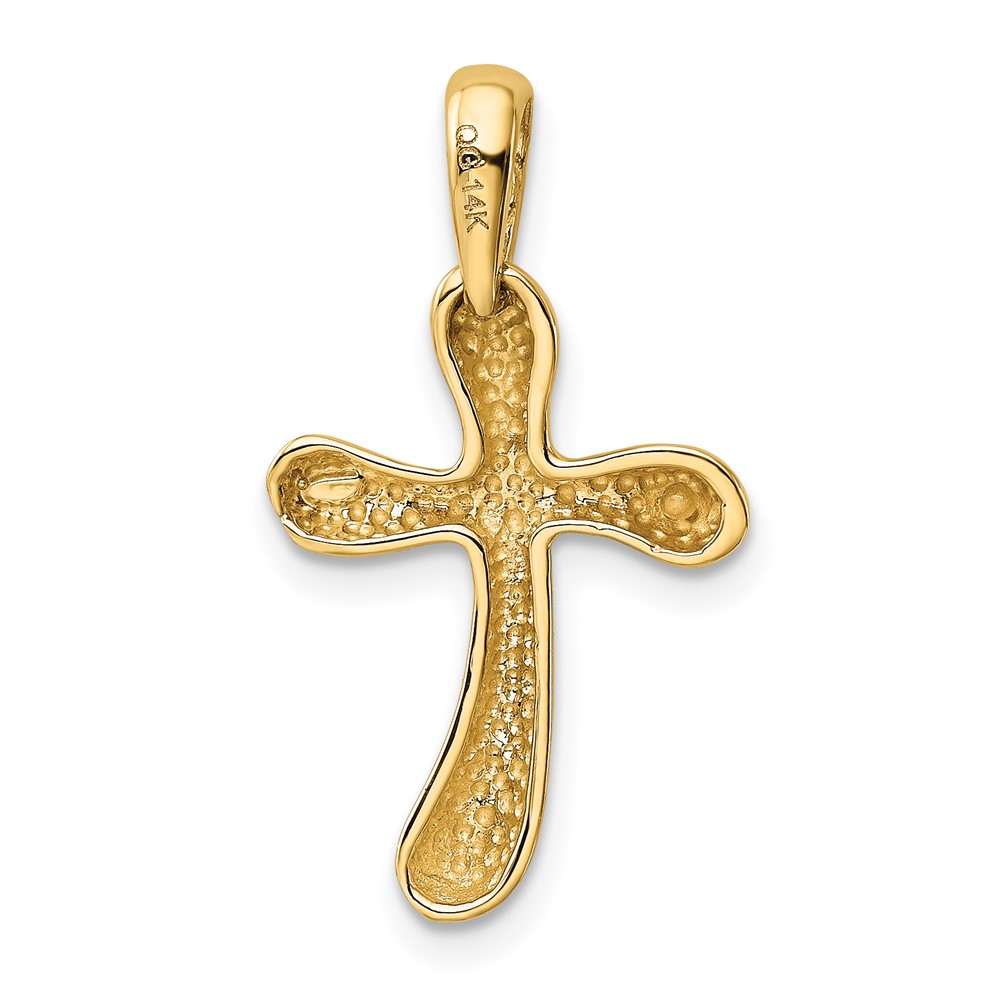 14k Polished Freeform Cross Pendant (K441)