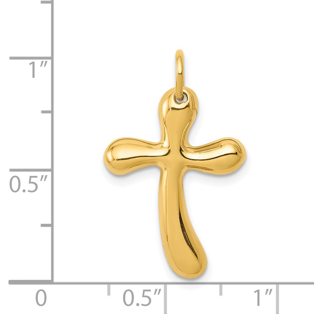 14k Polished Freeform Cross Pendant (K441)