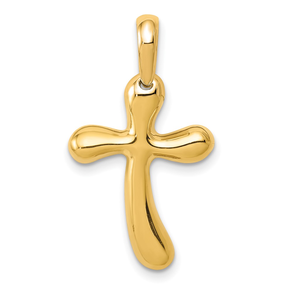 14k Polished Freeform Cross Pendant (K441)