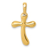 14K Yellow Gold Polished Freeform Cross Pendant view 1