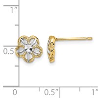 14K and White Rhodium Diamond-cut Flower Post Earrings view 4