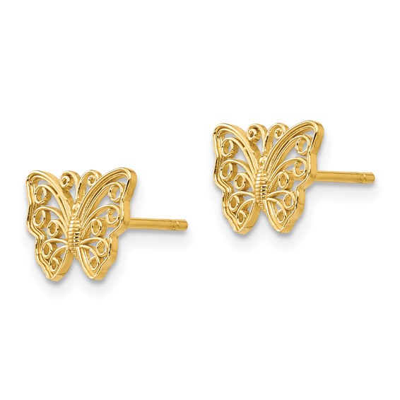 Gold Butterfly Post Earrings