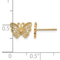 14K Yellow Gold Cut-out Butterfly Post Earrings view 4