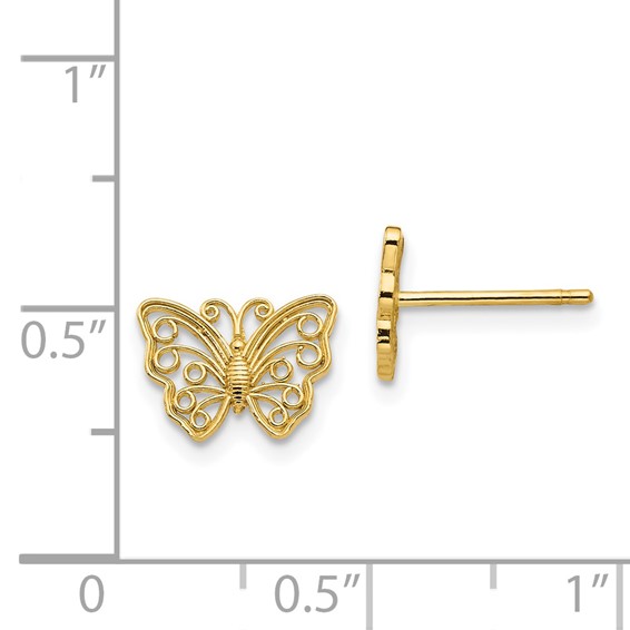 Gold Butterfly Post Earrings