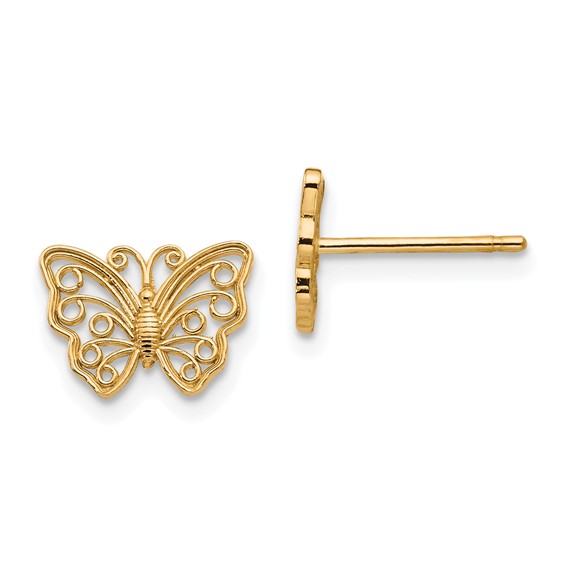 Gold Butterfly Post Earrings