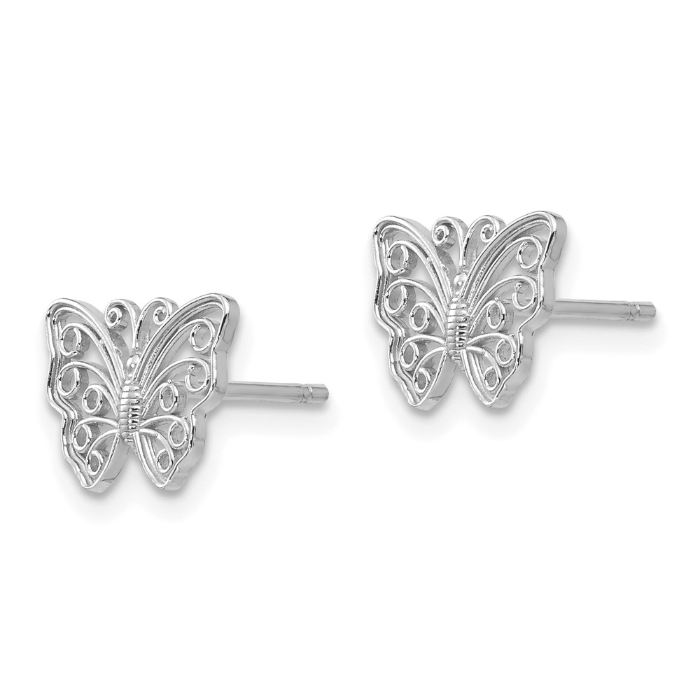 14K White Gold Butterfly Post Earrings (K4418W)