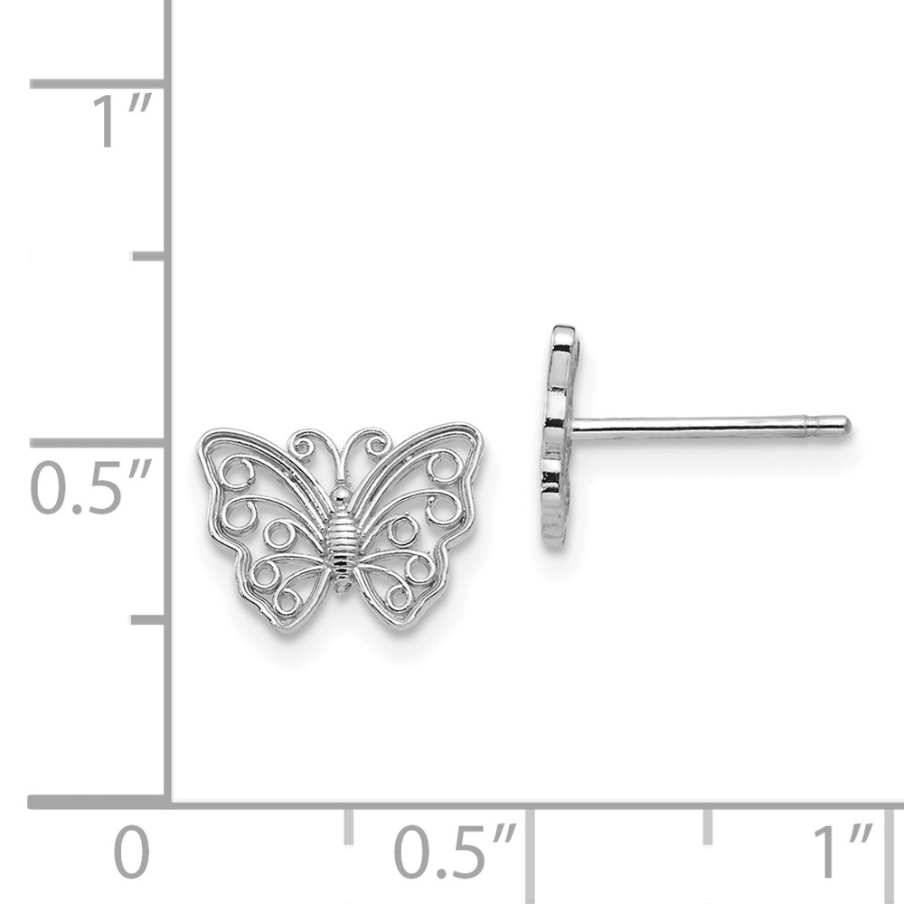 14K White Gold Butterfly Post Earrings (K4418W)
