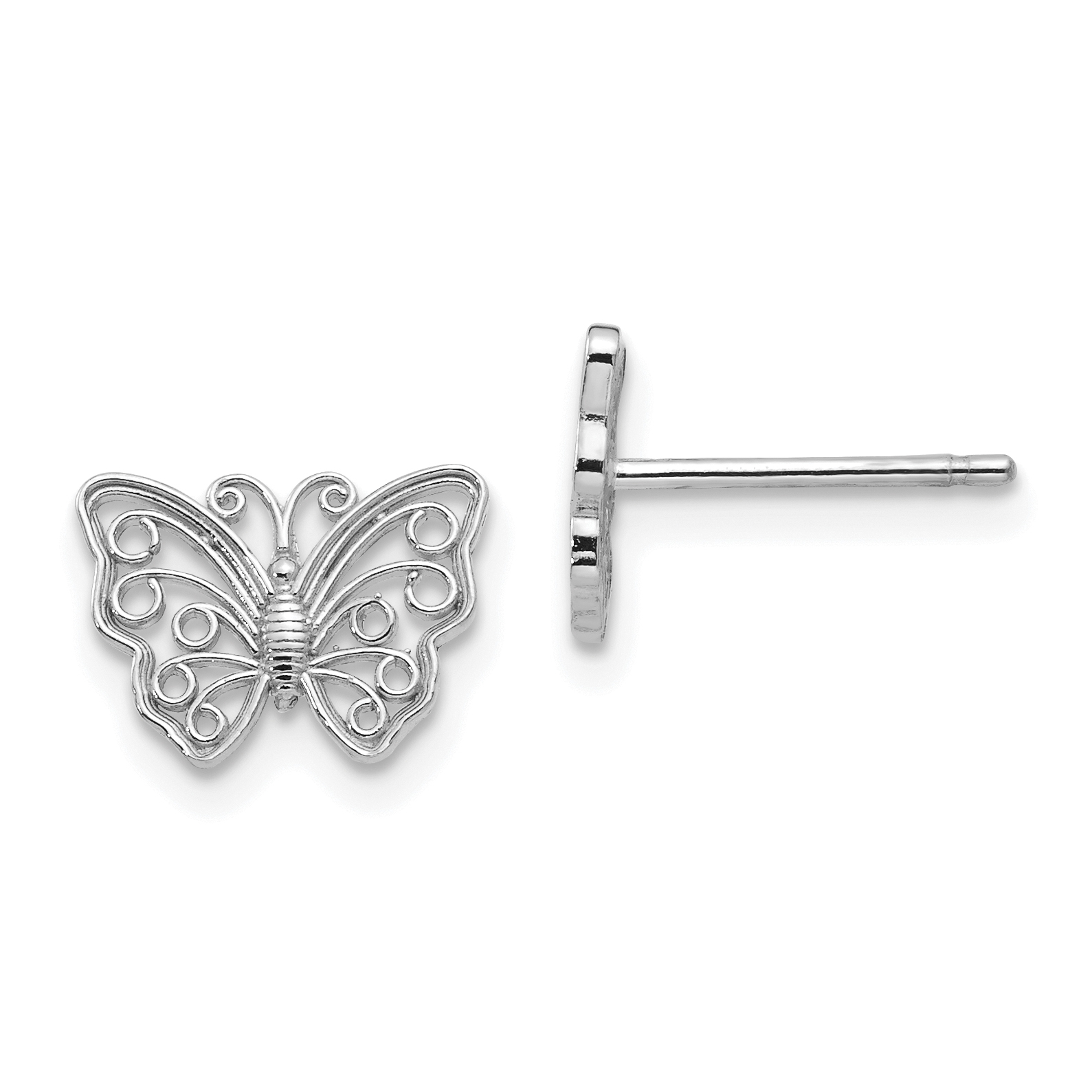 14K White Gold Butterfly Post Earrings (K4418W)