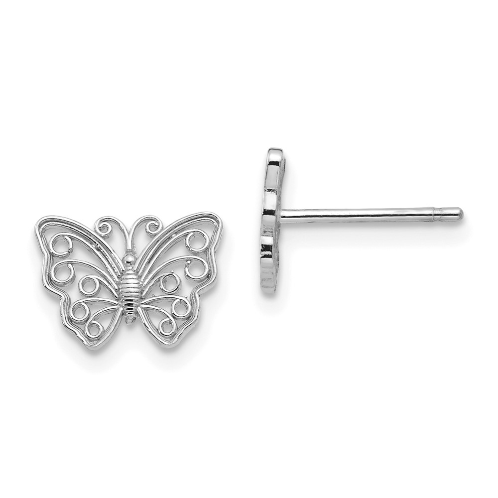 14K White Gold Butterfly Post Earrings (K4418W)