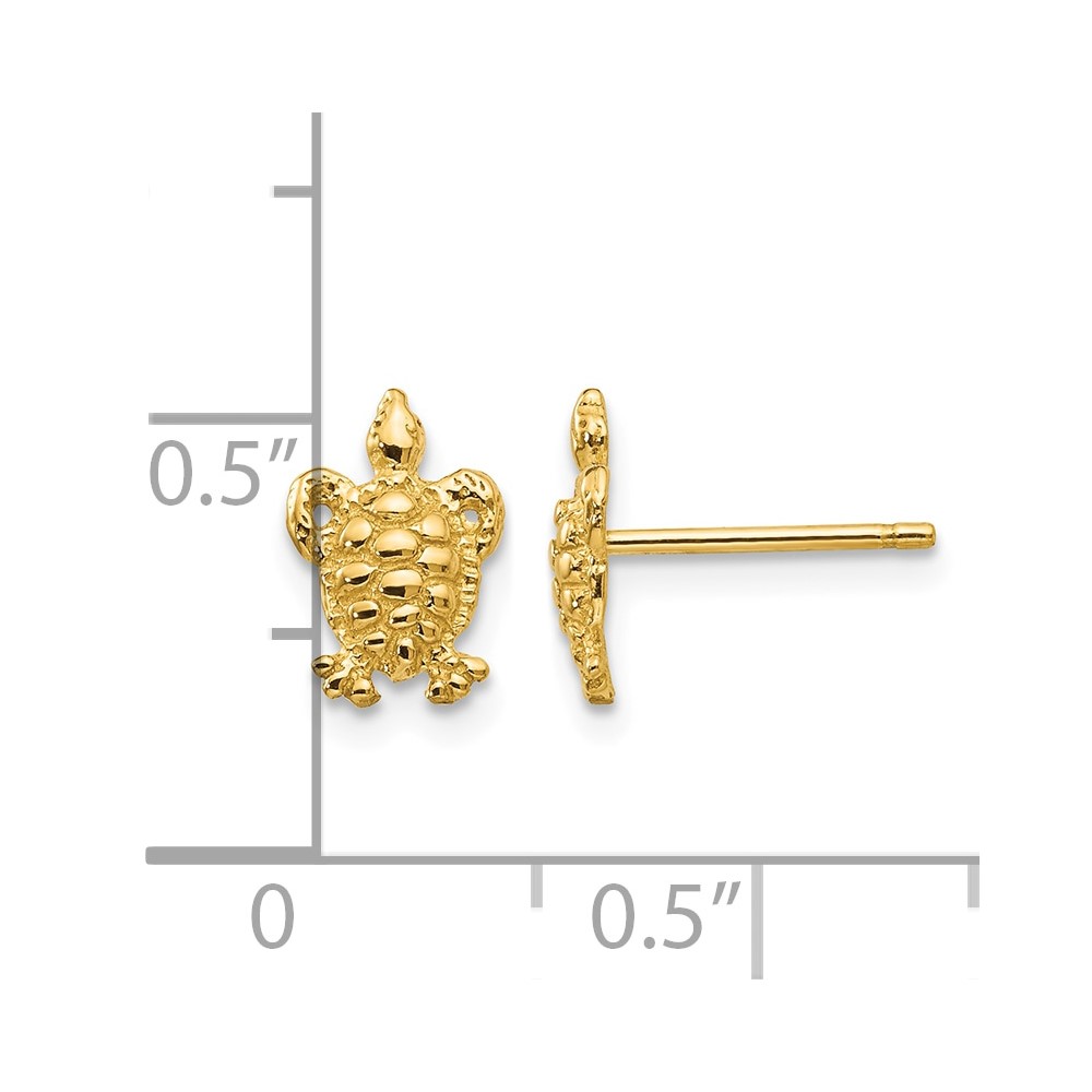 14K Mini Turtle Post Earrings (K4438)
