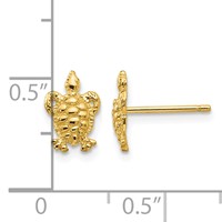 14K Yellow Gold Mini Turtle Post Earrings view 4